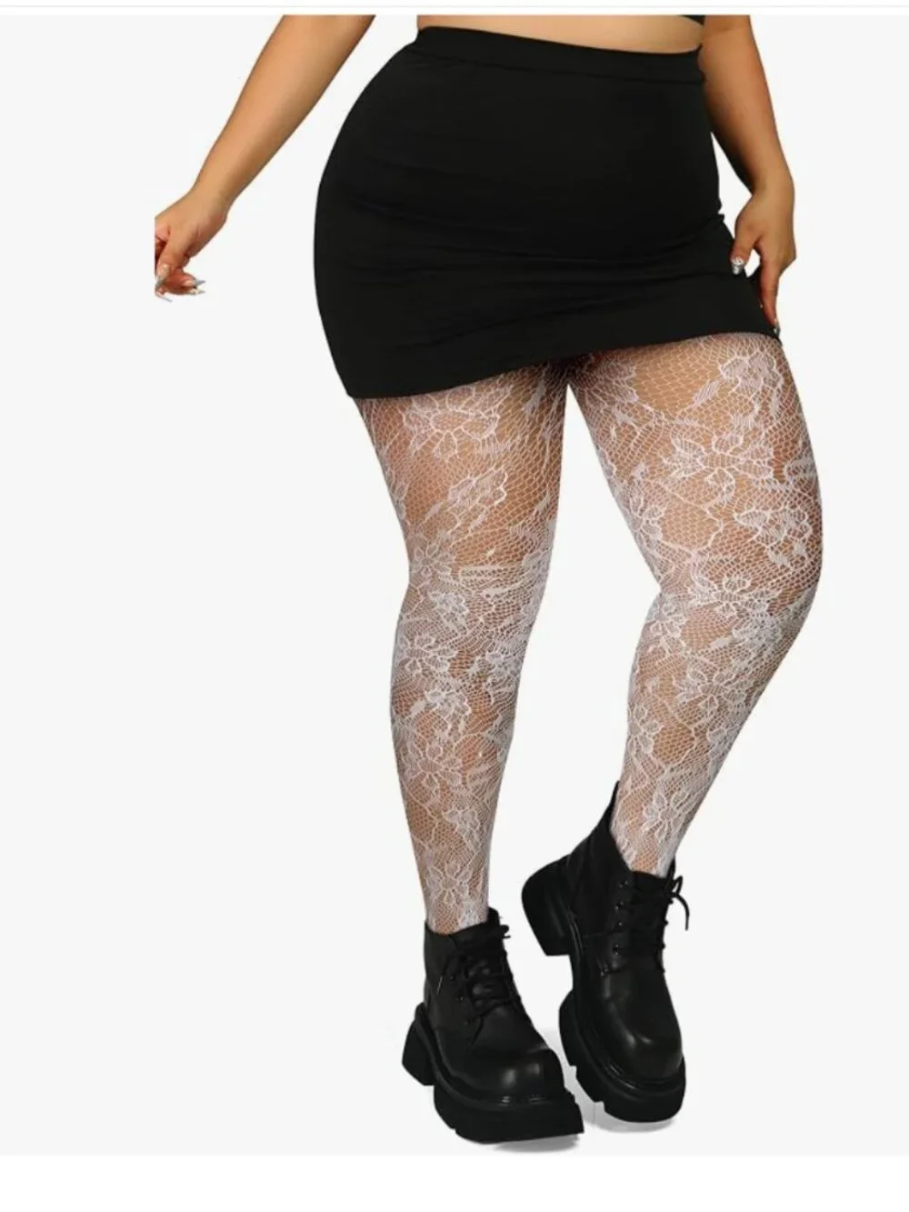 Floral Lace Plus Size Tights
